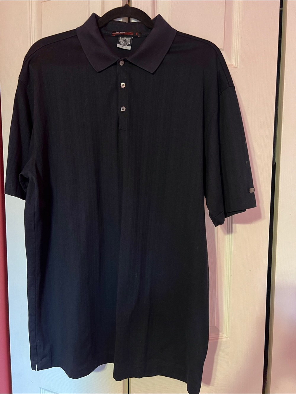 Tiger Woods Men's Black Polo Golf Shirt with Button Placket Size XL
